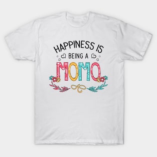 Happiness Is Being A Momo Wildflowers Valentines Mothers Day T-Shirt